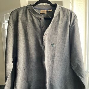 NWT LLBean Men's Unshrinkable Mini-Waffle Henley, Large,  Shale Gray Heather